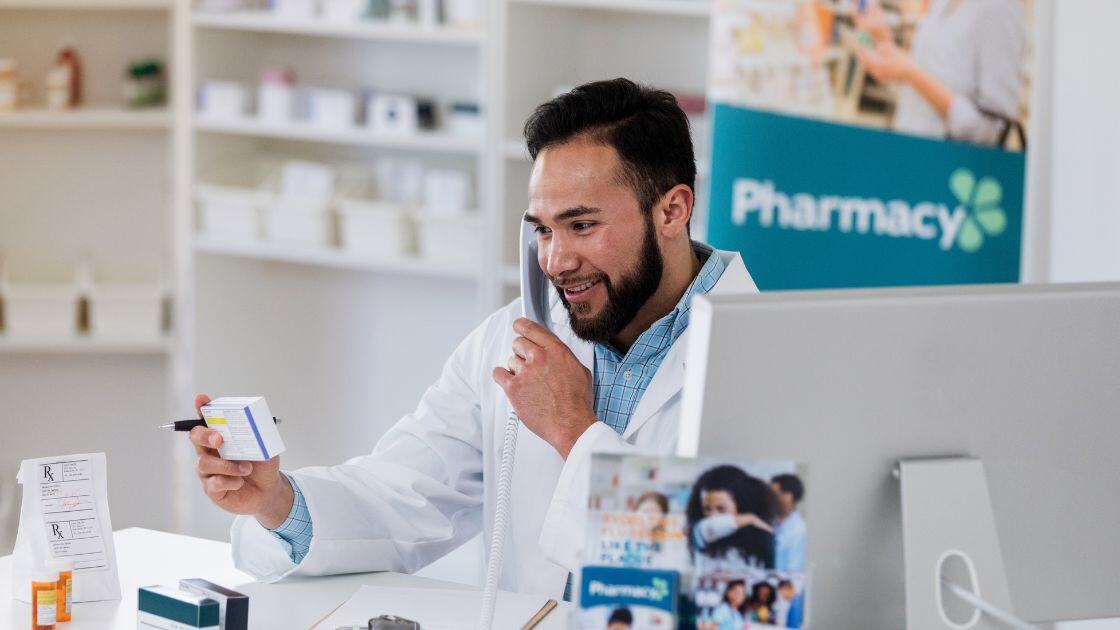 Pharma employee on the phone