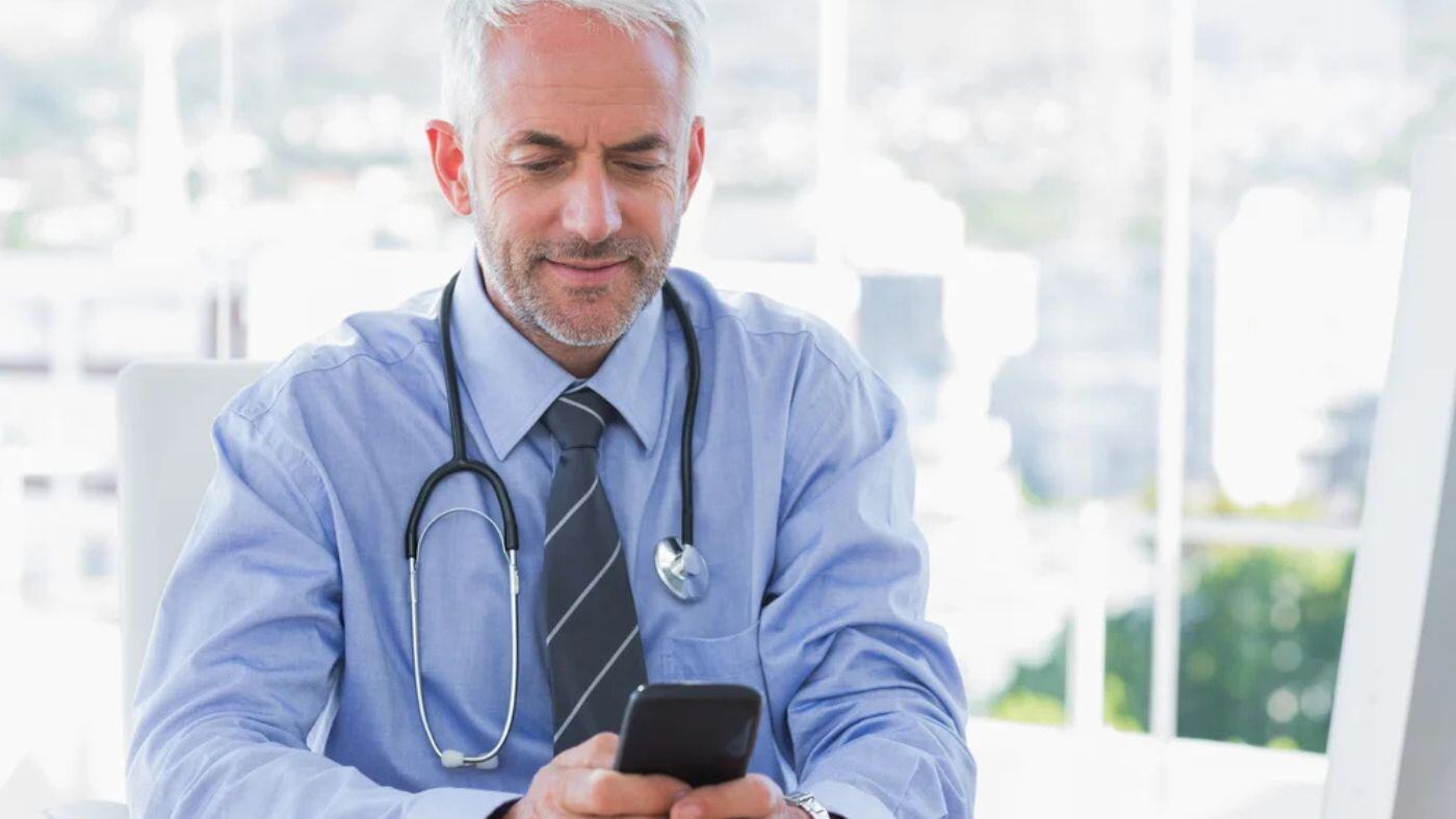 Doctor using smartphone