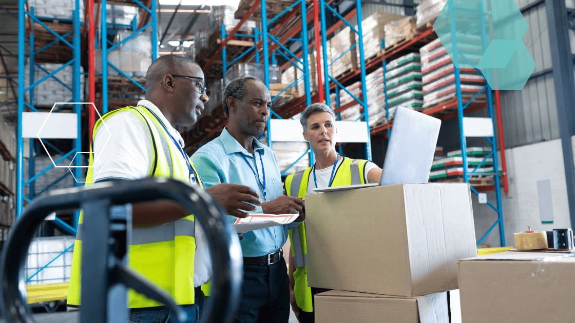 People in a consumer goods warehouse