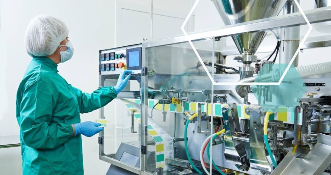 Pharmaceutical employee working with life science equipment